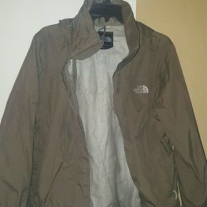 North Face Olive Green Hooded Windbreaker Jacket S